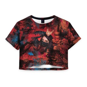 Женская футболка Cropp-top с принтом Буря красок Tenderlybae в Екатеринбурге, 100% полиэстер | круглая горловина, длина футболки до линии талии, рукава с отворотами | tenderlybae | амина | амина мирзоева | мерч | тендерлибае