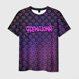 Мужская футболка 3D с принтом Френдзона в Екатеринбурге, 100% полиэфир | прямой крой, круглый вырез горловины, длина до линии бедер | бойчик | группа | друг | друзья | музыка | мультяшка | песни | подростки | подруга | поп панк | сердце | френдзона