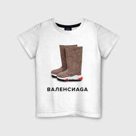 Детская футболка хлопок с принтом Валенсиаga в Екатеринбурге, 100% хлопок | круглый вырез горловины, полуприлегающий силуэт, длина до линии бедер | Тематика изображения на принте: balenciaga | антитренд | баленсиага
