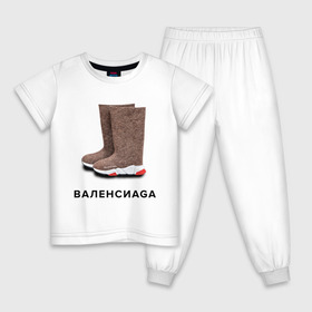 Детская пижама хлопок с принтом Валенсиаga в Екатеринбурге, 100% хлопок |  брюки и футболка прямого кроя, без карманов, на брюках мягкая резинка на поясе и по низу штанин
 | Тематика изображения на принте: balenciaga | антитренд | баленсиага