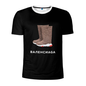 Мужская футболка 3D спортивная с принтом Валенсиаga в Екатеринбурге, 100% полиэстер с улучшенными характеристиками | приталенный силуэт, круглая горловина, широкие плечи, сужается к линии бедра | Тематика изображения на принте: balenciaga | антитренд | баленсиага