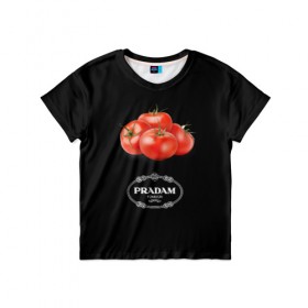 Детская футболка 3D с принтом PRADAM в Екатеринбурге, 100% гипоаллергенный полиэфир | прямой крой, круглый вырез горловины, длина до линии бедер, чуть спущенное плечо, ткань немного тянется | антитренд | прада
