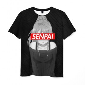 Мужская футболка 3D с принтом Anime (Senpai 5) в Екатеринбурге, 100% полиэфир | прямой крой, круглый вырез горловины, длина до линии бедер | ahegao | anime | manga | sempai | senpai | аниме | ахегао | манга | семпай | сенпай