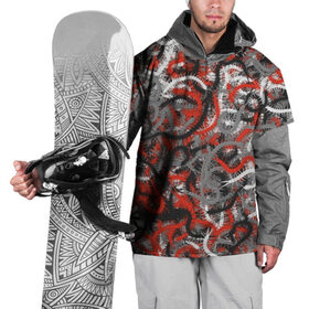 Накидка на куртку 3D с принтом Сколопендры в Екатеринбурге, 100% полиэстер |  | камуфляж | красный | лапки | милитари | многоножка | насекомые | орнжевый | паттрен | серый | сороконожка | узор