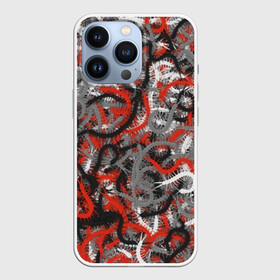 Чехол для iPhone 13 Pro с принтом Сколопендры в Екатеринбурге,  |  | камуфляж | красный | лапки | милитари | многоножка | насекомые | орнжевый | паттрен | серый | сороконожка | узор