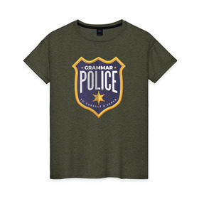 Женская футболка хлопок с принтом Полиция Грамматики в Екатеринбурге, 100% хлопок | прямой крой, круглый вырез горловины, длина до линии бедер, слегка спущенное плечо | 