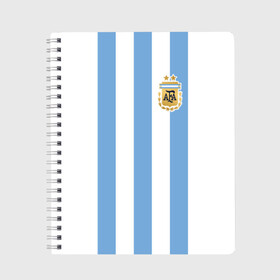 Тетрадь с принтом Сборная Аргентины в Екатеринбурге, 100% бумага | 48 листов, плотность листов — 60 г/м2, плотность картонной обложки — 250 г/м2. Листы скреплены сбоку удобной пружинной спиралью. Уголки страниц и обложки скругленные. Цвет линий — светло-серый
 | argentina | аргентина | аргентинская сборная | сборная | сборная аргентины | сборная аргентины по футболу | сборные | форма | футбол | футбольные сборные | чемпионат | чемпионат мира