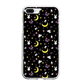 Чехол для iPhone 7Plus/8 Plus матовый с принтом Sailor Moon Pattern в Екатеринбурге, Силикон | Область печати: задняя сторона чехла, без боковых панелей | аниме | детский | зайчик | зая | звезды | кролик | луна в матроске | матросска | месяц | милота | милый | небо | паттерн | сейлор мун | черный