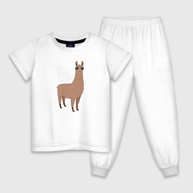 Детская пижама хлопок с принтом No Probllama в Екатеринбурге, 100% хлопок |  брюки и футболка прямого кроя, без карманов, на брюках мягкая резинка на поясе и по низу штанин
 | lama | no problama | лама | нет проблем | очки