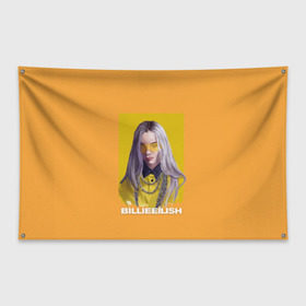 Флаг-баннер с принтом Billie Eilish в Екатеринбурге, 100% полиэстер | размер 67 х 109 см, плотность ткани — 95 г/м2; по краям флага есть четыре люверса для крепления | at | billie | don’t | eilish | electronic | eyes | me | music | ocean | pirate | smile | synthpop | usa | айлиш | билли | музыка | пайрэт | синти поп | сша | электронная | электропоп