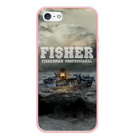 Чехол для iPhone 5/5S матовый с принтом Профессиональный рыбак в Екатеринбурге, Силикон | Область печати: задняя сторона чехла, без боковых панелей | fish | fisher | fisherman | fishman | анорак | костюм для рыбалки | костюм рыбака | лодка | непогода | подарок рыбаку | профессиональный рыбак | рыба | рыбаку | рыбалка | рыбацкая | шторм | шхуна