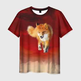 Мужская футболка 3D с принтом Огненная Лиса в Екатеринбурге, 100% полиэфир | прямой крой, круглый вырез горловины, длина до линии бедер | fire fox | firefox | fox | fox say | ylvis   the fox | главное фыр | кицунэ | лиза | лиса | лисичка | мемасики | мемы | огонь | фыр фыр | хитрая лиса | я хочу фырфыр
