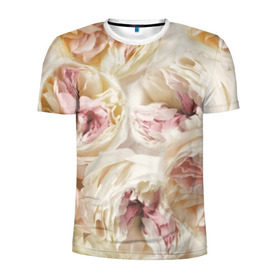 Мужская футболка 3D спортивная с принтом Нежные Пионы в Екатеринбурге, 100% полиэстер с улучшенными характеристиками | приталенный силуэт, круглая горловина, широкие плечи, сужается к линии бедра | букет | красивый | милый | пион | роза | розовый | розочка | свадебный | флористика | цветок | цветы