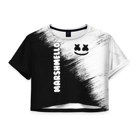 Женская футболка Cropp-top с принтом Marshmello 3 в Екатеринбурге, 100% полиэстер | круглая горловина, длина футболки до линии талии, рукава с отворотами | dj | fortnite | marshmello | music | дж | зефир | маршмелоу | музыка | форнайт | фортнайт
