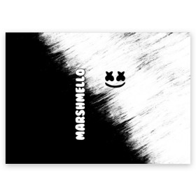 Поздравительная открытка с принтом Marshmello 3 в Екатеринбурге, 100% бумага | плотность бумаги 280 г/м2, матовая, на обратной стороне линовка и место для марки
 | dj | fortnite | marshmello | music | дж | зефир | маршмелоу | музыка | форнайт | фортнайт