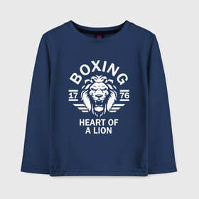 Детский лонгслив хлопок с принтом Бокс - сердце льва в Екатеринбурге, 100% хлопок | круглый вырез горловины, полуприлегающий силуэт, длина до линии бедер | box | boxing | bruce lee | champion | dragon | fight | fighter | judo | muay thai | team | tiger | ufc | али | боевые | боец | бой | бокс | боксер | борьба | брюс ли | воин | дзюдо | дракон | единоборства | искусство | карате | контакт | кулак | лев