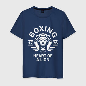 Мужская футболка хлопок с принтом Бокс - сердце льва в Екатеринбурге, 100% хлопок | прямой крой, круглый вырез горловины, длина до линии бедер, слегка спущенное плечо. | box | boxing | bruce lee | champion | dragon | fight | fighter | judo | muay thai | team | tiger | ufc | али | боевые | боец | бой | бокс | боксер | борьба | брюс ли | воин | дзюдо | дракон | единоборства | искусство | карате | контакт | кулак | лев