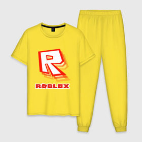 Мужская пижама хлопок с принтом Roblox в Екатеринбурге, 100% хлопок | брюки и футболка прямого кроя, без карманов, на брюках мягкая резинка на поясе и по низу штанин
 | play | roblox | детская | для детей | игра | онлайн | ребенку | роблокс | роболкс | симулятор