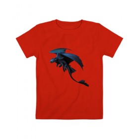 Детская футболка хлопок с принтом ночная фурия в Екатеринбурге, 100% хлопок | круглый вырез горловины, полуприлегающий силуэт, длина до линии бедер | how to train your dragon | night fury | беззубик | дракон | как приручить дракона | ночная фурия