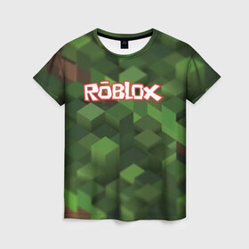 Женская футболка 3D с принтом Roblox в Екатеринбурге, 100% полиэфир ( синтетическое хлопкоподобное полотно) | прямой крой, круглый вырез горловины, длина до линии бедер | play | roblox | детская | для детей | игра | онлайн | ребенку | роблокс | роболкс | симулятор