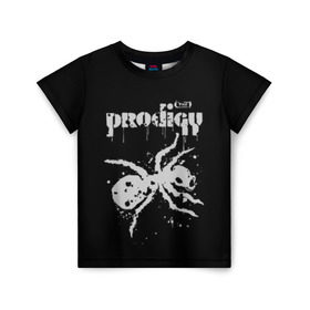 Детская футболка 3D с принтом The Prodigy логотип в Екатеринбурге, 100% гипоаллергенный полиэфир | прямой крой, круглый вырез горловины, длина до линии бедер, чуть спущенное плечо, ткань немного тянется | Тематика изображения на принте: 2019 | album | art | break | dance | logo | music | prodigy | брейк | граффити | группа | заставка | лого | логотип | музыка | муравей | новый альбом | обложка альбома | продиджи