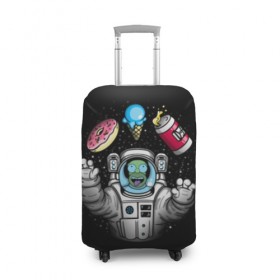 Чехол для чемодана 3D с принтом Гомер в космосе в Екатеринбурге, 86% полиэфир, 14% спандекс | двустороннее нанесение принта, прорези для ручек и колес | bart | homer | lisa | simpsons | space | барт | гомер | космос | пончик | симпсоны