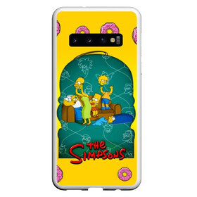Чехол для Samsung Galaxy S10 с принтом Симпсоны (3) в Екатеринбурге, Силикон | Область печати: задняя сторона чехла, без боковых панелей | Тематика изображения на принте: bart | homer | lisa | simpsons | барт | гомер | лиза | мардж | пончик | симпсоны