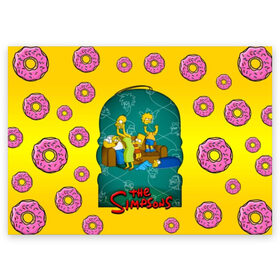 Поздравительная открытка с принтом Симпсоны (3) в Екатеринбурге, 100% бумага | плотность бумаги 280 г/м2, матовая, на обратной стороне линовка и место для марки
 | Тематика изображения на принте: bart | homer | lisa | simpsons | барт | гомер | лиза | мардж | пончик | симпсоны
