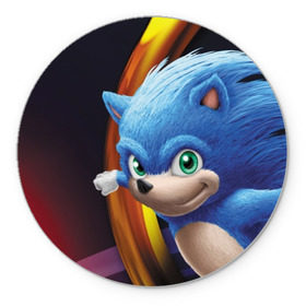 Коврик для мышки круглый с принтом Sonic  в Екатеринбурге, резина и полиэстер | круглая форма, изображение наносится на всю лицевую часть | blue | hedgehog | movie | sonic | ёжик | синий | соник | фильм