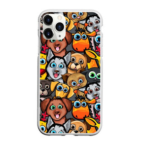 Чехол для iPhone 11 Pro матовый с принтом Веселые собаки в Екатеринбурге, Силикон |  | бульдог | голубые глаза | доберман | животные | жирафы | котики | милые | олени | разноцветные | собаки | хаски | яркие