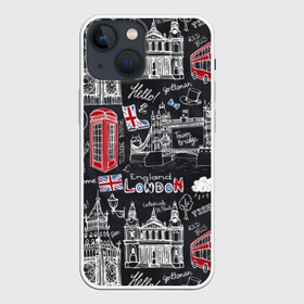 Чехол для iPhone 13 mini с принтом Лондон в Екатеринбурге,  |  | butterfly | car | england | fashion | london | queen | style | taxi | tree | uk | англия | бабочка | башня | великобритания | галстук | город | графика | дерево | дизайн | дождь | картинка | королева | лондон | машина | мода | надпись