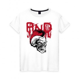 Женская футболка хлопок с принтом Punk`s not dead в Екатеринбурге, 100% хлопок | прямой крой, круглый вырез горловины, длина до линии бедер, слегка спущенное плечо | 