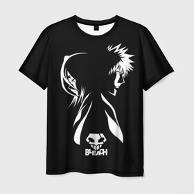 Мужская футболка 3D с принтом BLEACH minimal в Екатеринбурге, 100% полиэфир | прямой крой, круглый вырез горловины, длина до линии бедер | anime | bleach | аниме | блич | ичиго | манга | маска | пустые | синигами | фэнтези