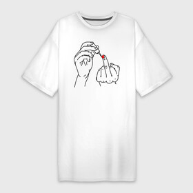 Платье-футболка хлопок с принтом Девушка красит ногти в Екатеринбурге,  |  | жест | контур | лак | линии | маникюр | ноготь | отвали | палец | рука