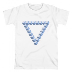 Мужская футболка хлопок с принтом Объемная геометрия в Екатеринбурге, 100% хлопок | прямой крой, круглый вырез горловины, длина до линии бедер, слегка спущенное плечо. | абстракция | геометрия | иллюзия | тренд | треугольник | треугольники