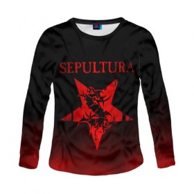 Женский лонгслив 3D с принтом Sepultura в Екатеринбурге, 100% полиэстер | длинные рукава, круглый вырез горловины, полуприлегающий силуэт | sepultura | грув метал | группы | дэт метал | метал | музыка | рок | трэш метал