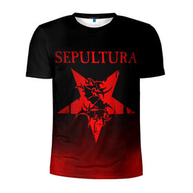 Мужская футболка 3D спортивная с принтом Sepultura в Екатеринбурге, 100% полиэстер с улучшенными характеристиками | приталенный силуэт, круглая горловина, широкие плечи, сужается к линии бедра | Тематика изображения на принте: sepultura | грув метал | группы | дэт метал | метал | музыка | рок | трэш метал