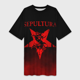 Платье-футболка 3D с принтом Sepultura в Екатеринбурге,  |  | sepultura | грув метал | группы | дэт метал | метал | музыка | рок | трэш метал