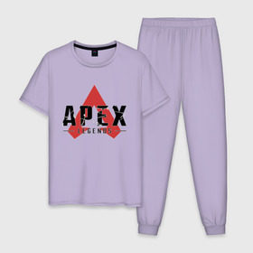 Мужская пижама хлопок с принтом Apex Legends Logo в Екатеринбурге, 100% хлопок | брюки и футболка прямого кроя, без карманов, на брюках мягкая резинка на поясе и по низу штанин
 | Тематика изображения на принте: apex | apex legends | bangalor | bloodhound | caustic | gibraltar | legends | lifeline | logo | mirage | pathfinder | titanfall | wraith | апекс