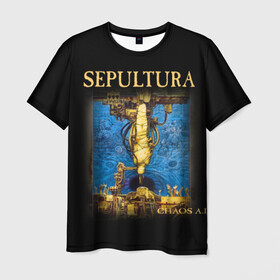 Мужская футболка 3D с принтом Sepultura в Екатеринбурге, 100% полиэфир | прямой крой, круглый вырез горловины, длина до линии бедер | Тематика изображения на принте: sepultura | грув метал | группы | дэт метал | метал | музыка | рок | трэш метал