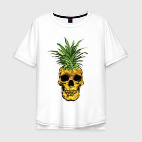 Мужская футболка хлопок Oversize с принтом Ананас в Екатеринбурге, 100% хлопок | свободный крой, круглый ворот, “спинка” длиннее передней части | Тематика изображения на принте: cool | creative | design | fruit | green | hype | new york | pineapple | skull | summer | supreme | vanguard | vegan | авангард | ананас | дизайн | зеленый | креатив | круто | лето | фрукт | хайп | череп