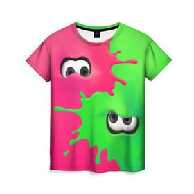Женская футболка 3D с принтом Splatoon 2 в Екатеринбурге, 100% полиэфир ( синтетическое хлопкоподобное полотно) | прямой крой, круглый вырез горловины, длина до линии бедер | booble gum | game | green | nintendo | pink | shooter | splatoon | switch | twitch | битва | брызги | глаза | головоногие | детям | драка | зеленый | игра | краска | краски | нинтендо | оружие | от третьего лица | розовый | стрелялки | шутер