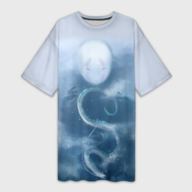 Платье-футболка 3D с принтом Безликий бог следит за Хаку в Екатеринбурге,  |  | аниме | безликий | сэн и таинственное исчезновение тихиро | унесённые призраками | хаку | хаяо миядзаки