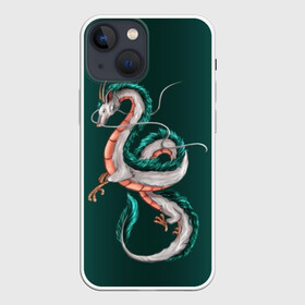 Чехол для iPhone 13 mini с принтом Дракон Хаку зеленый градиент в Екатеринбурге,  |  | аниме | безликий | сэн и таинственное исчезновение тихиро | унесённые призраками | хаку | хаяо миядзаки