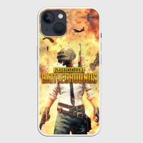 Чехол для iPhone 13 с принтом PUBG BOOM в Екатеринбурге,  |  | Тематика изображения на принте: 2019 | battle royale | battlegrounds | chicken | cs:go | csgo | dinner | dota | dota2 | playerunknown’s | pubg | winner | боевик | война | игры | известные | королевская битва | ксго | оружие | пабг | шутеры