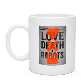 Кружка с принтом LOVE DEATH + ROBOTS в Екатеринбурге, керамика | объем — 330 мл, диаметр — 80 мм. Принт наносится на бока кружки, можно сделать два разных изображения | Тематика изображения на принте: death | love death + robots | netflix | robots | любовь | нетфликс | роботы | сериал