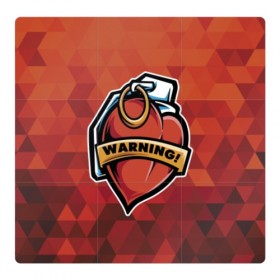 Магнитный плакат 3Х3 с принтом Warning в Екатеринбурге, Полимерный материал с магнитным слоем | 9 деталей размером 9*9 см | cool | grenade | heart | hype | pin | red | vanguard | warning | авангард | граната | красный | круто | любовь | сердце | хайп | чека