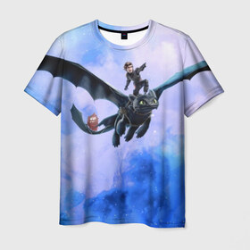 Мужская футболка 3D с принтом Night Fury в Екатеринбурге, 100% полиэфир | прямой крой, круглый вырез горловины, длина до линии бедер | how to train your dragon | night fury | беззубик | дракон | как приручить дракона | ночная фурия