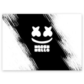 Поздравительная открытка с принтом Marshmello 4 в Екатеринбурге, 100% бумага | плотность бумаги 280 г/м2, матовая, на обратной стороне линовка и место для марки
 | dj | fortnite | marshmello | music | дж | зефир | маршмелоу | музыка | форнайт | фортнайт