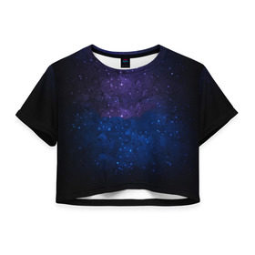 Женская футболка Cropp-top с принтом Космос в Екатеринбурге, 100% полиэстер | круглая горловина, длина футболки до линии талии, рукава с отворотами | астрономия | звезды | космос | краски | небо | ночь | облака | текстура | фиолетовый | яркий